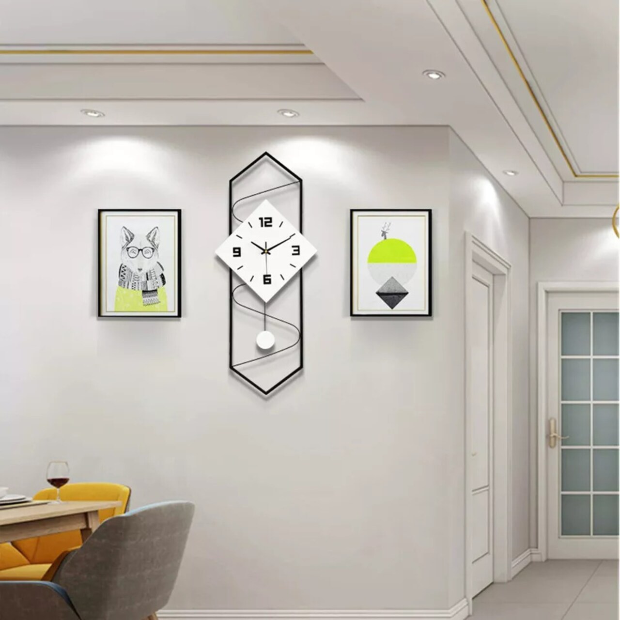 Modern Pendulum Wall Clock Solid Wood Dial Wall Clock Silent MovementHome Decor